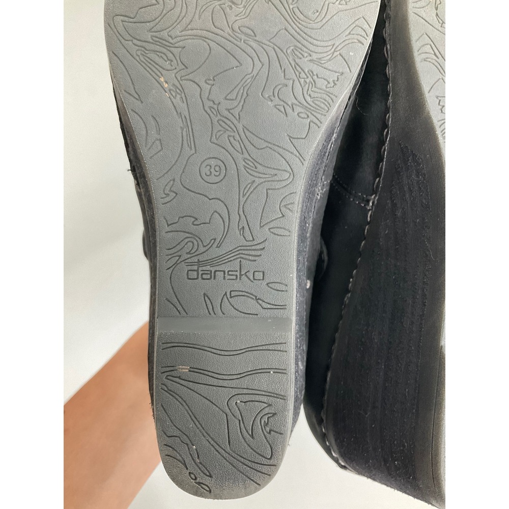 Dansko Black Nubuck Leather Mary Jane Wedge Clogs Womens 39 EU 8.5-9 US - Picture 7 of 7